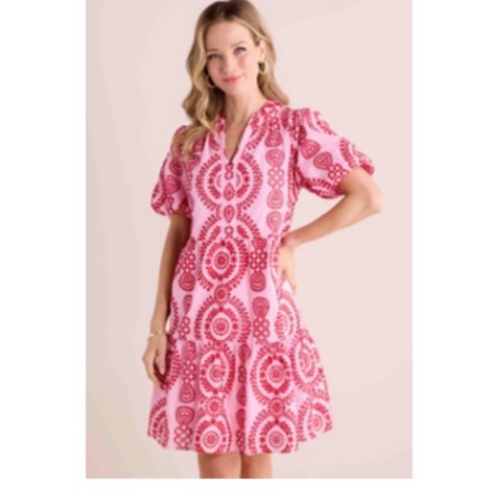 Elegant Pink Patterned Mini Dress